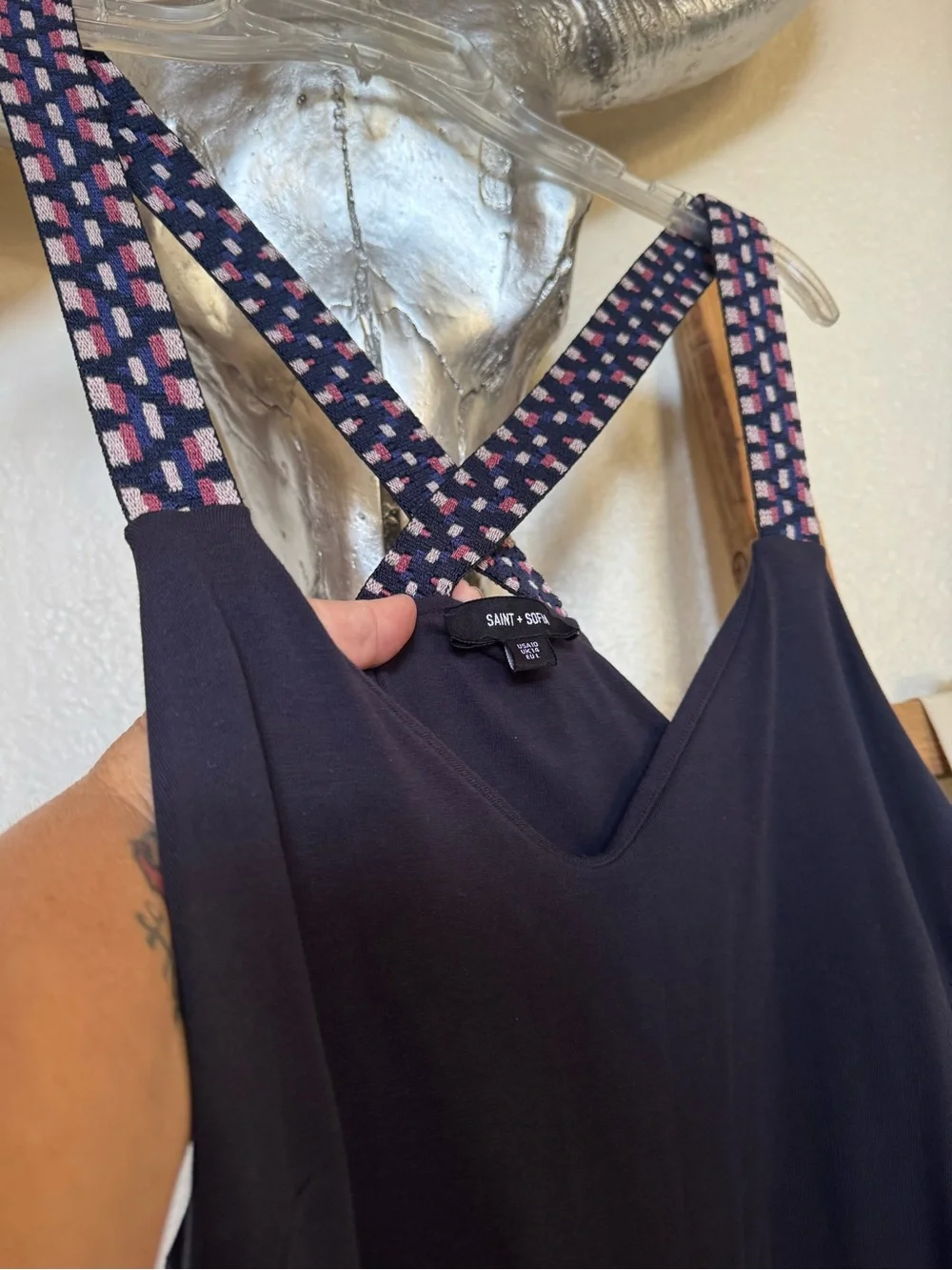Saint + Sofia Navy Maxi Dress Built-In Bra – Size 10